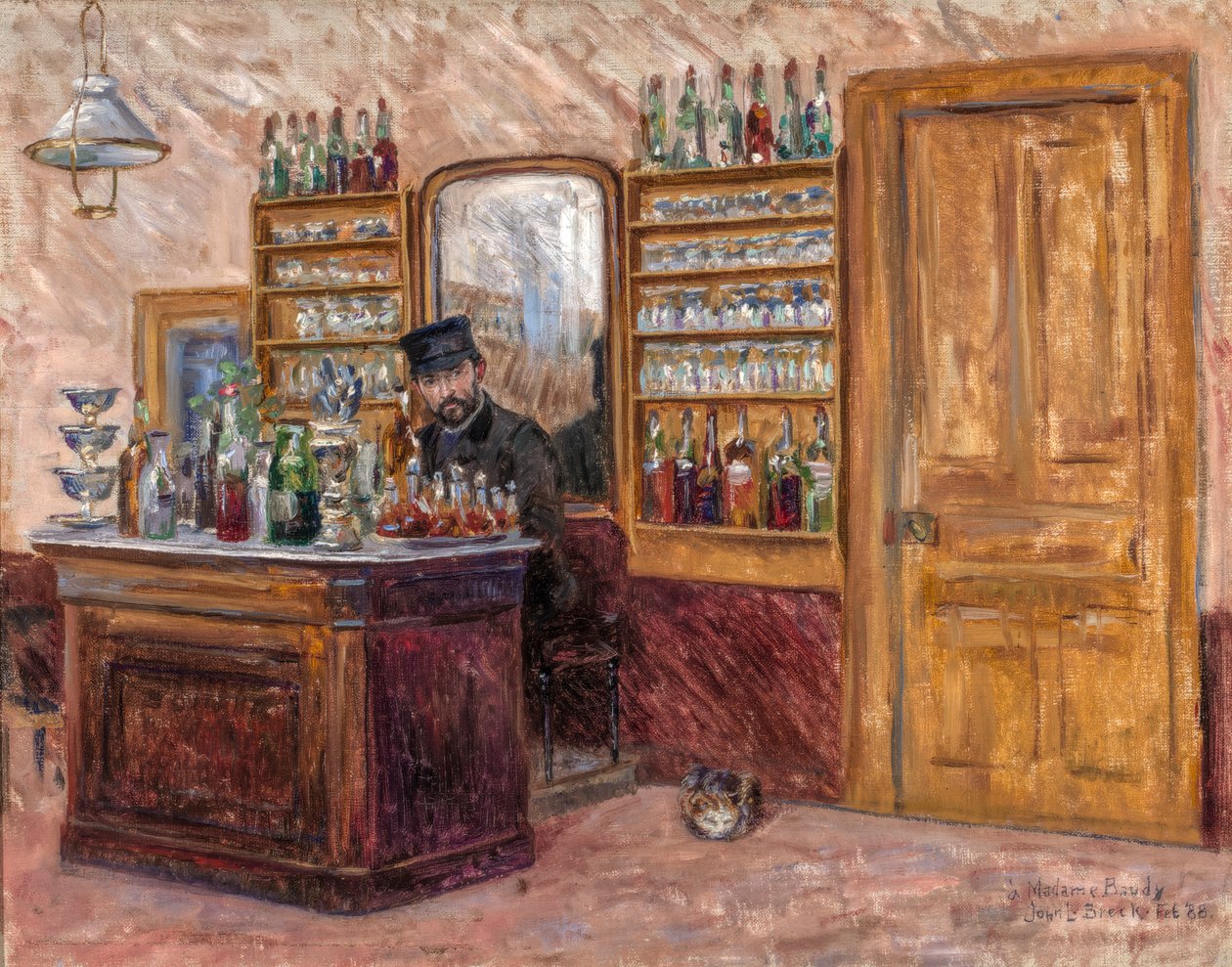 M. Baudy Atrás de sua Mesa no Hotel Baudy, 1888. de John Leslie Breck