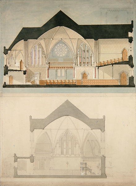 Igreja Side Elevation of Trinity College, Edimburgo de John Lessels