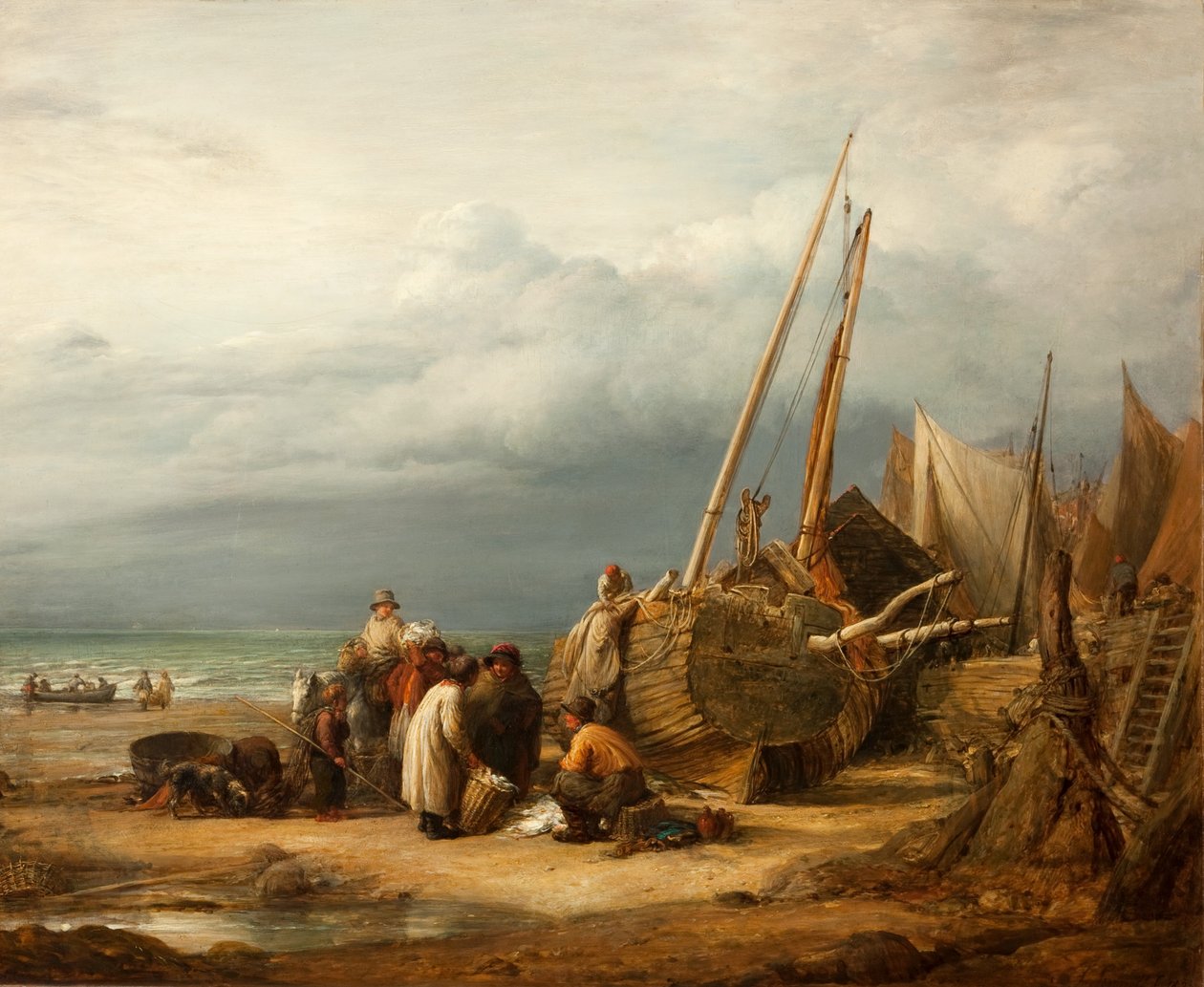 Uma vista na costa em Hastings, 1832 de John Linnell