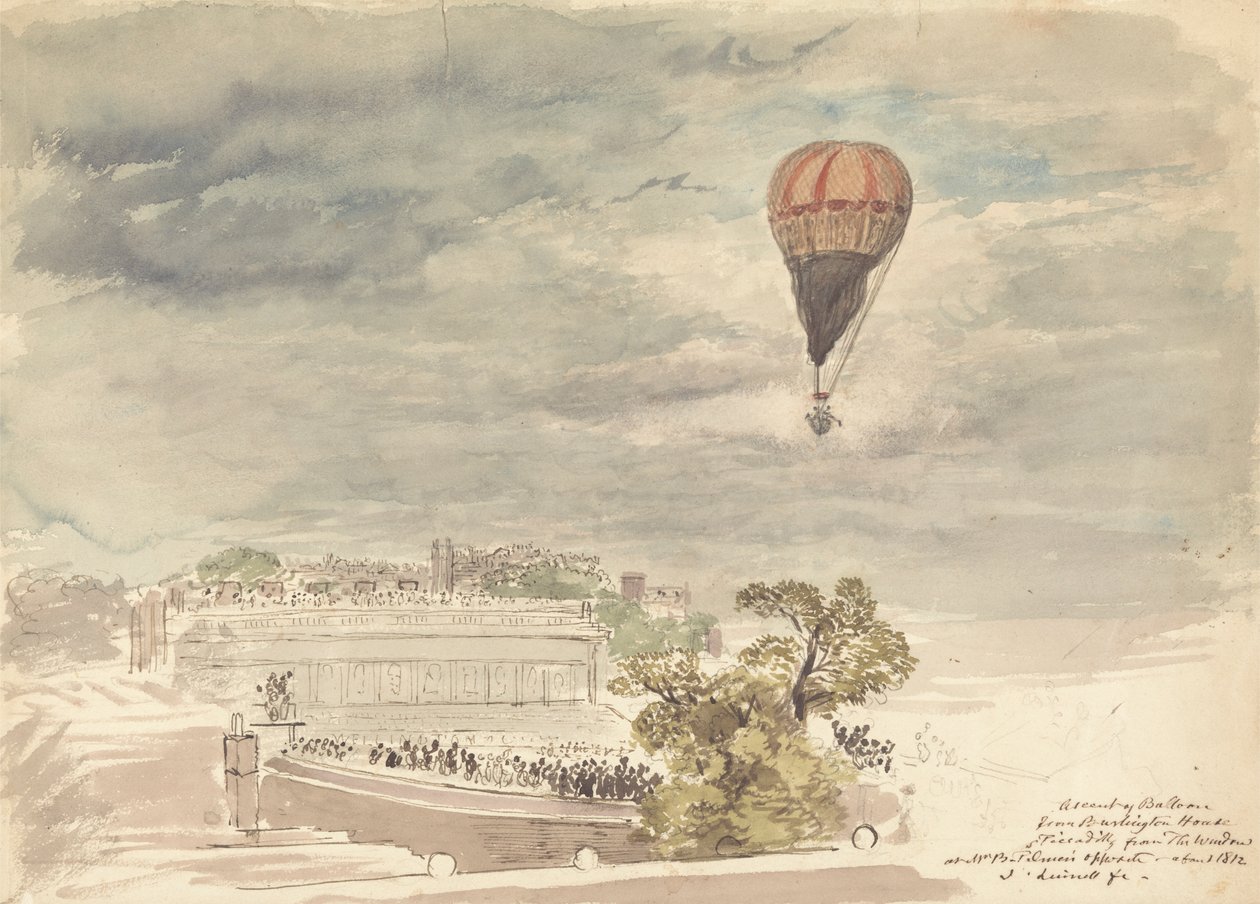 Ascensão de Balloon de Burlington House, Piccadilly, a partir da Janela do Sr. B. Palmer de John Linnell