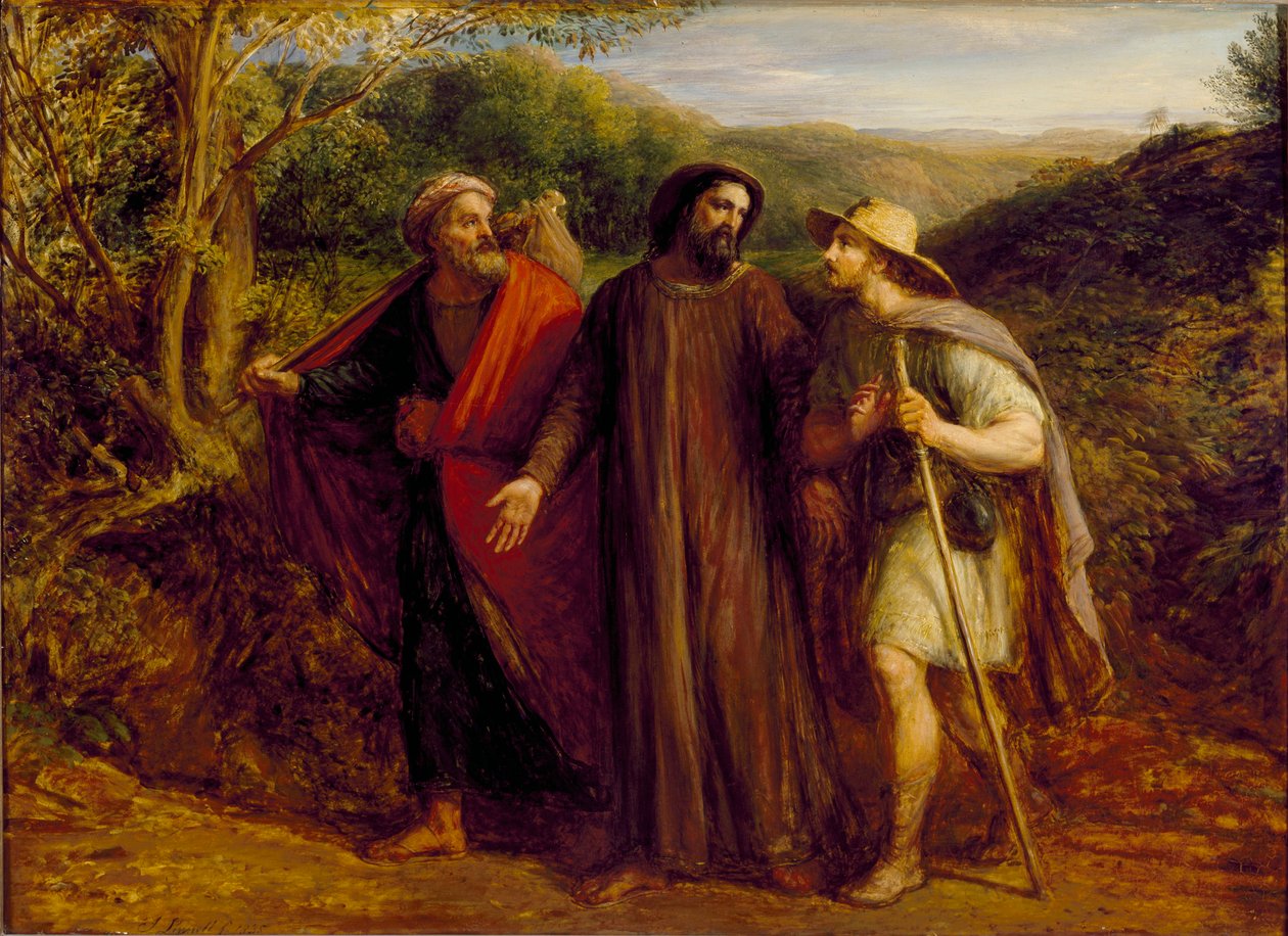 A Aparição de Cristo aos Dois Discípulos que viajavam para Emaús, 1835 de John Linnell