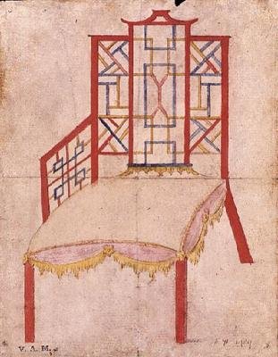 Design para cadeira de chinoiserie, c.1753 (aguarela sobre papel) de John Linnell