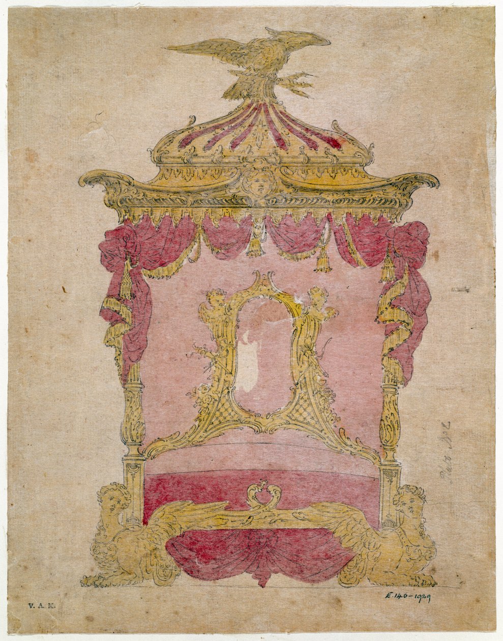 Design para uma cama, c.1755-60 de John Linnell