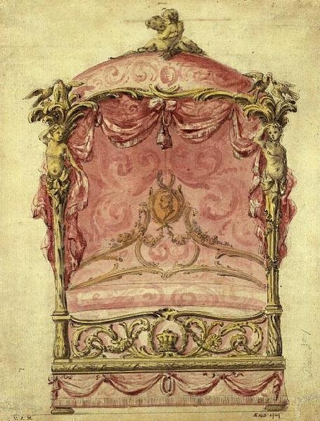 Desenho Inglês para uma Grande Cama, c.1760 de John Linnell