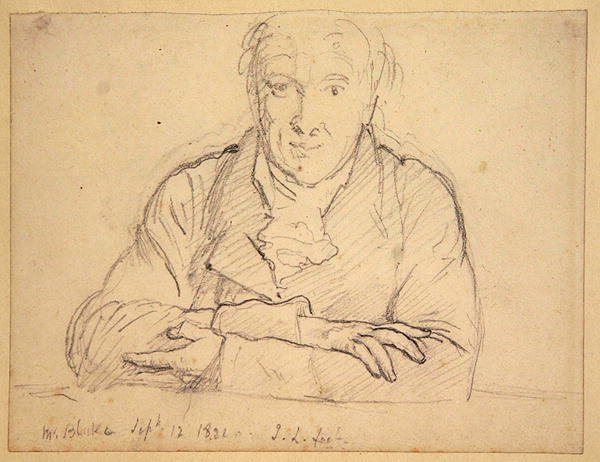 Meio comprimento de Blake, rosto inteiro, braços cruzados. de John Linnell