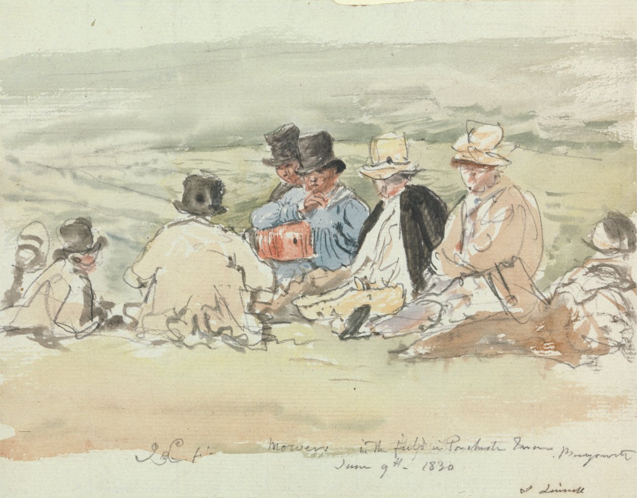 Ceifeiras no Campo em Porchester Terrace, Bayswater, 9 de Junho de 1830 de John Linnell