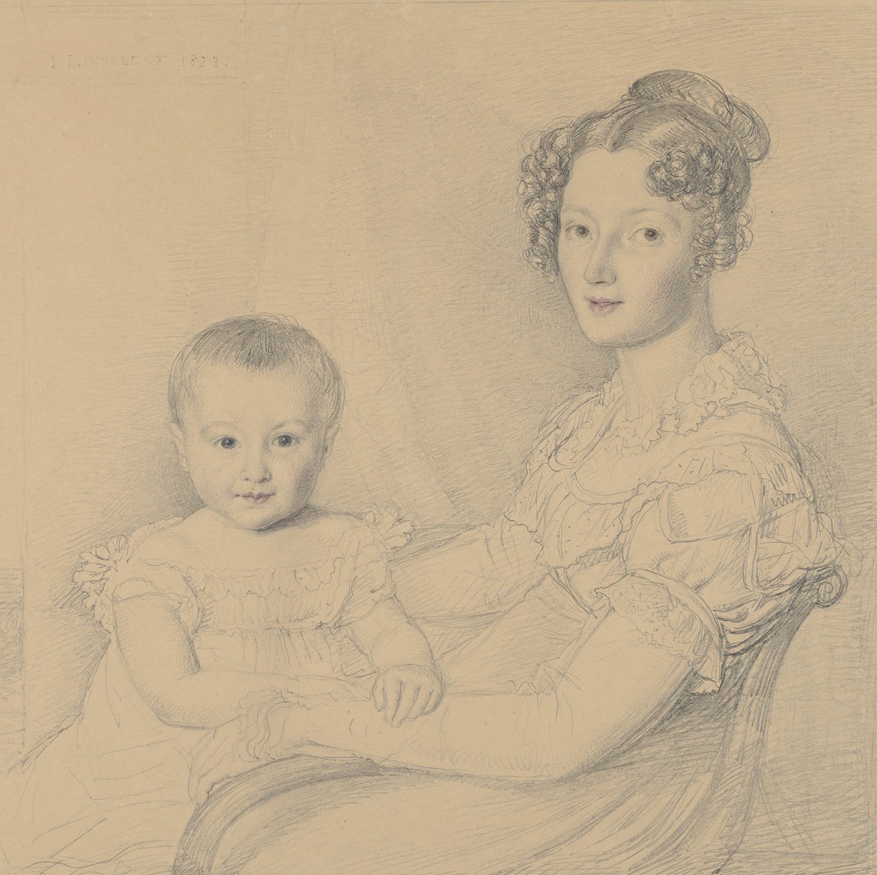 Retrato de uma mãe e filho, 1823. de John Linnell