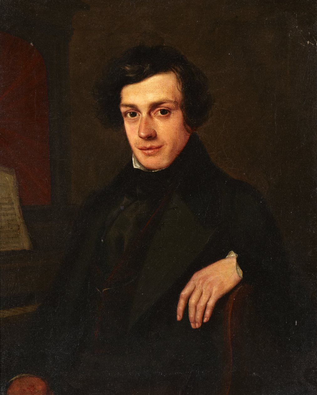 Retrato de um jovem aparte um piano, c.1810-30 de John Linnell