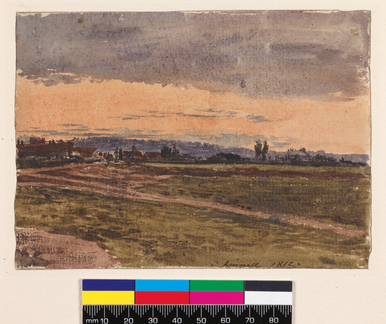 Recto: Sunset. Verso: Um esboço para o mesmo assunto, 1812 de John Linnell