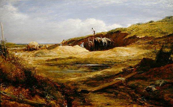 The Sand Pitts, Hampstead Heath (óleo sobre painel) de John Linnell