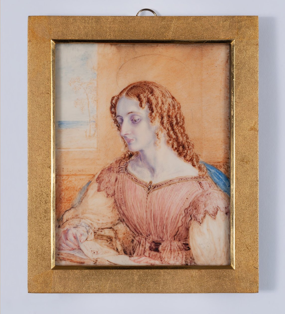 Jovem mulher com uma auréola dourada de John Linnell