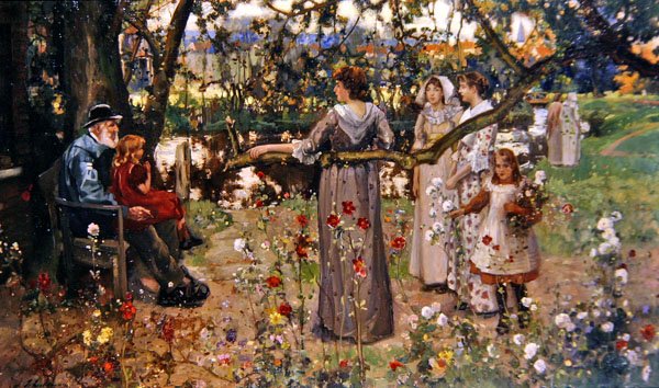 O Jardim de Verão (óleo sobre tela) de John Lochhead