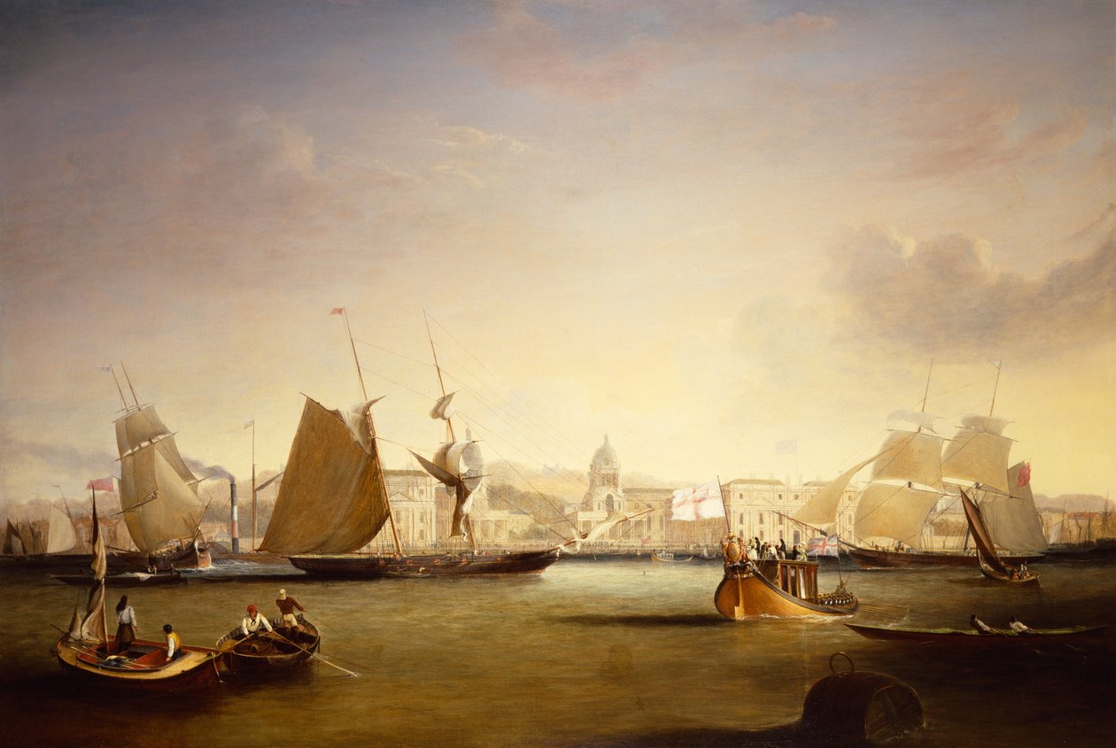 Navios que navegam no Palácio de Greenwich de John Lynn