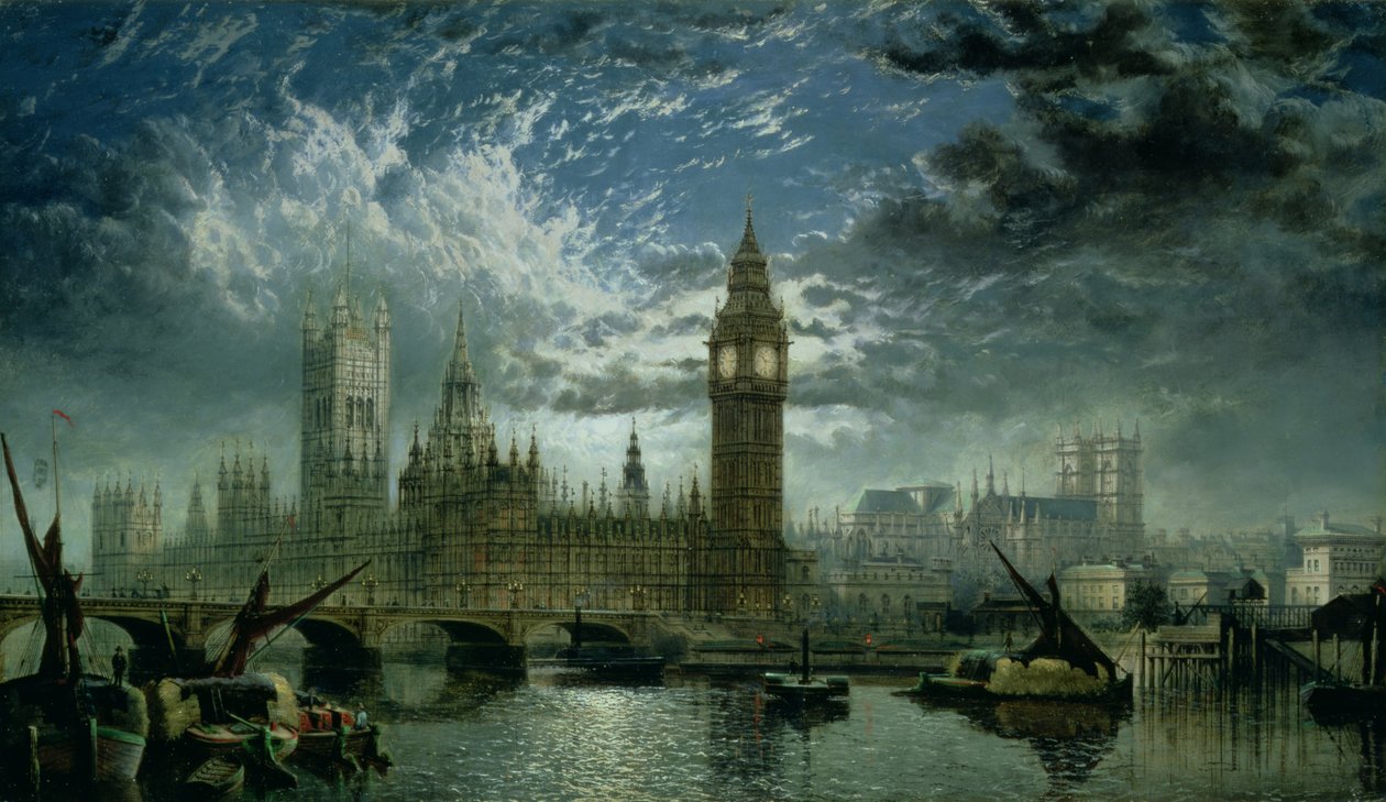 Uma visão da Abadia de Westminster e as Casas do Parlamento, 1870 de John MacVicar Anderson