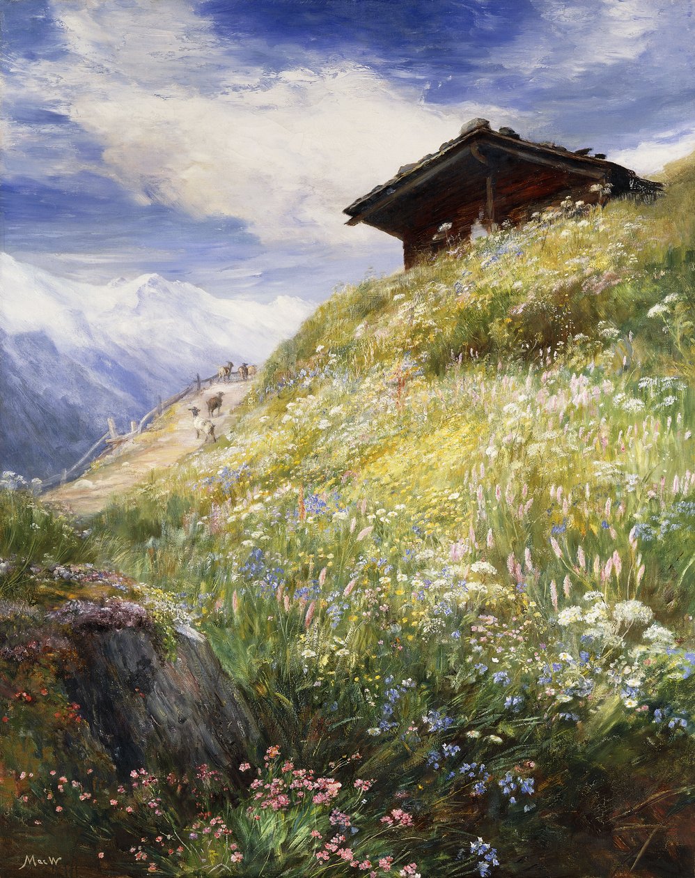 Prado alpino, Suíça, de John MacWhirter