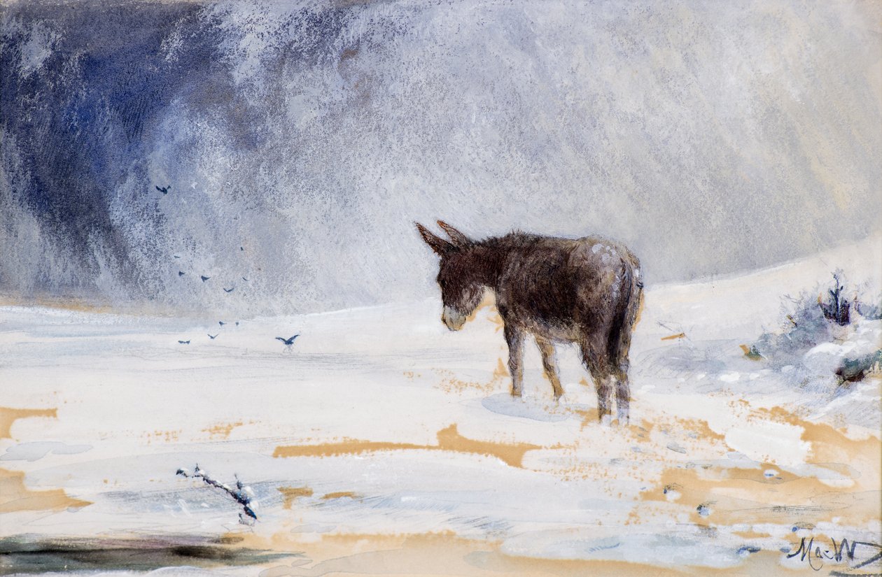 Burro na neve de John MacWhirter