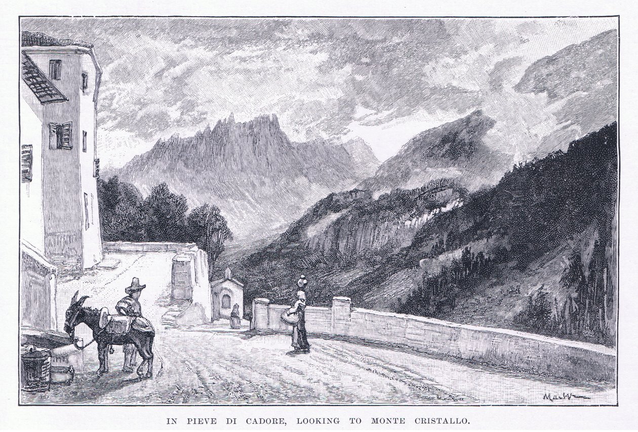 Em Pieve Di Cadore, olhando para Monte Cristallo, de The Magazine of Art 1893, Cassell and Company de John MacWhirter