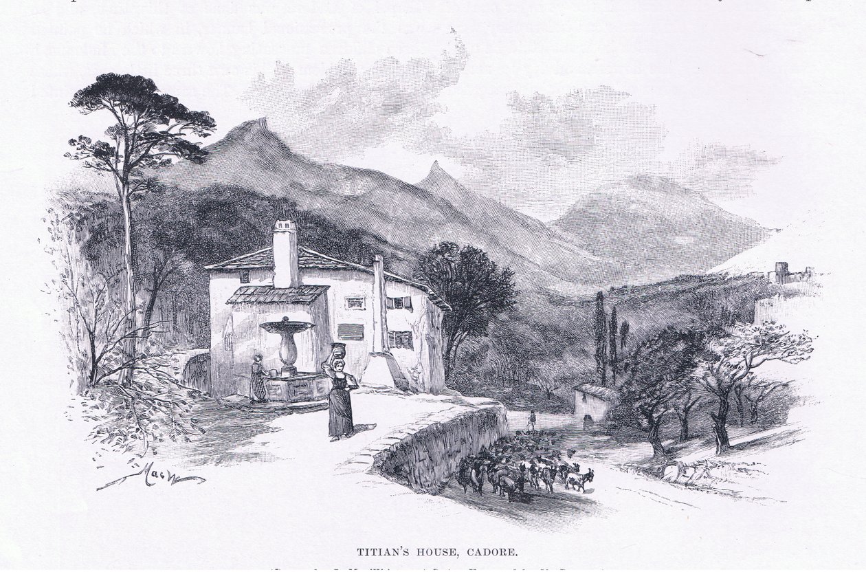 Casa de Ticiano, Cadore, de The Magazine of Art 1893, Cassell and Company de John MacWhirter