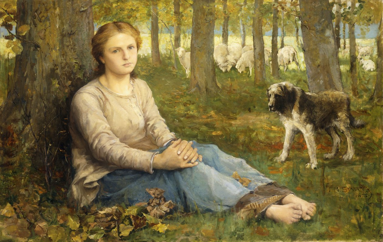Uma pastora e seu rebanho, 1878-9 de John Macallan Swan