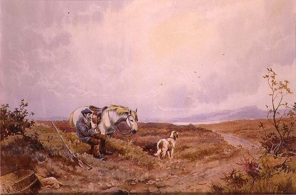 Descansar depois do Shoot (aguarela sobre papel) de John Maclaren Barclay