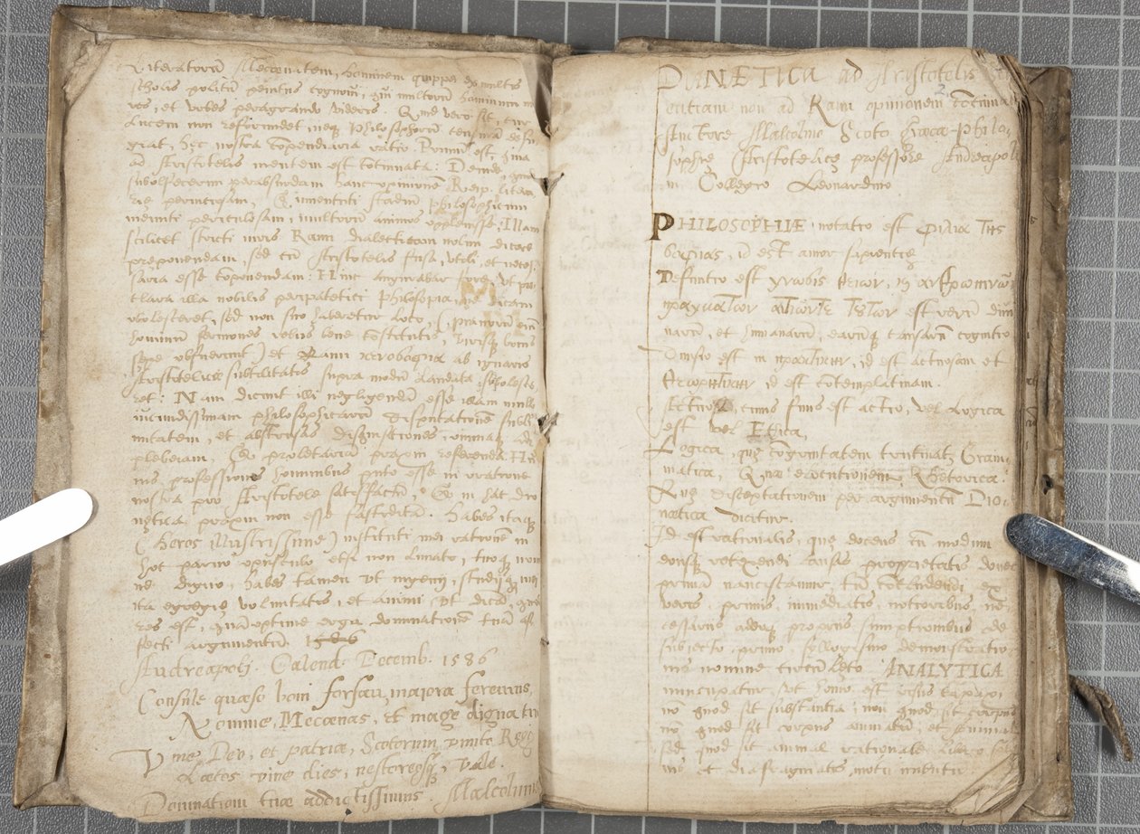 Notas de aula sobre dialética, c.1584-86 (caneta e tinta no papel em volume encadernado) de John Malcolm