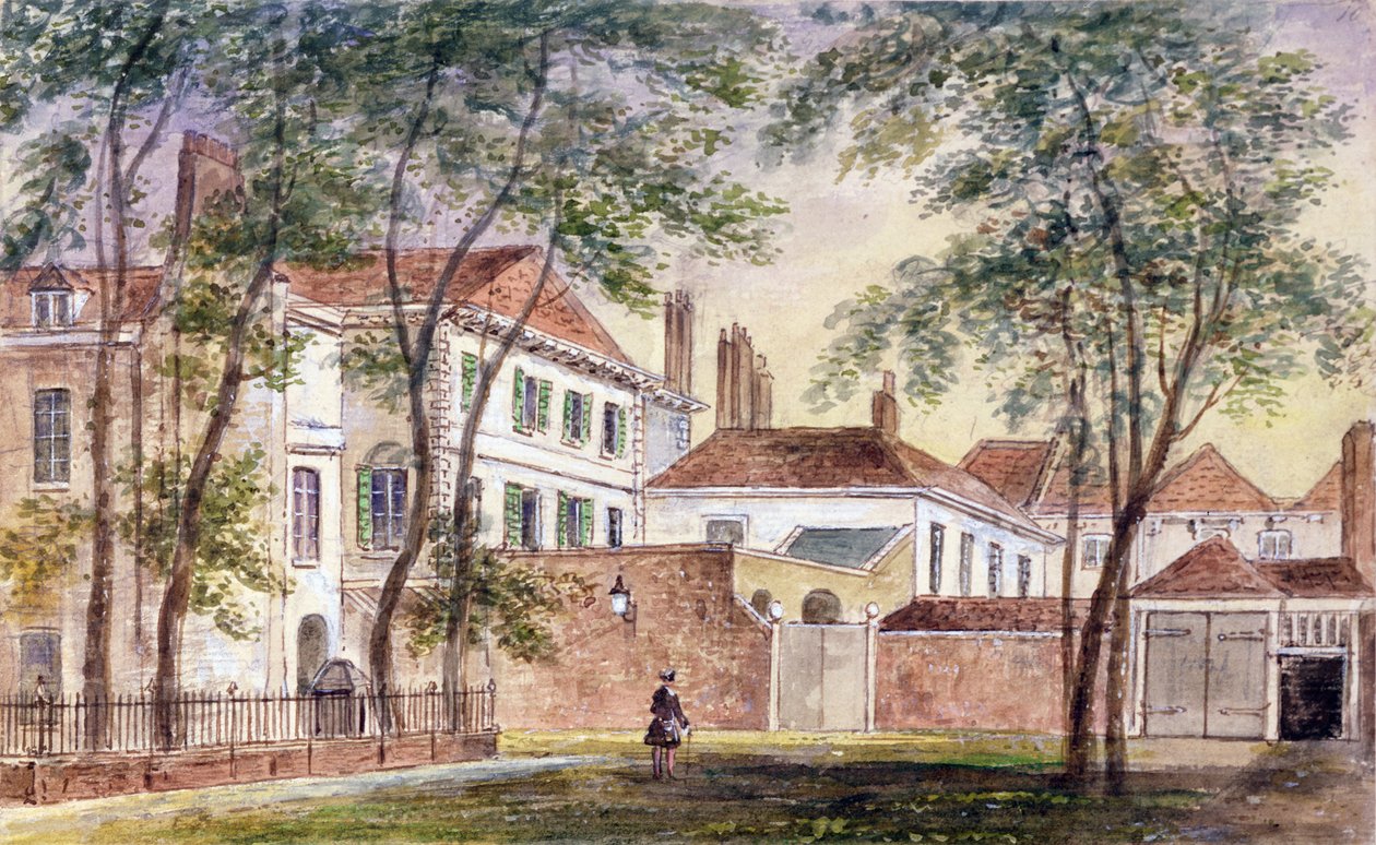 Vista da casa e Museu da Duquesa tardia de Portland (1715-1785) 1796 (wc no papel) de John Mallord Bromley