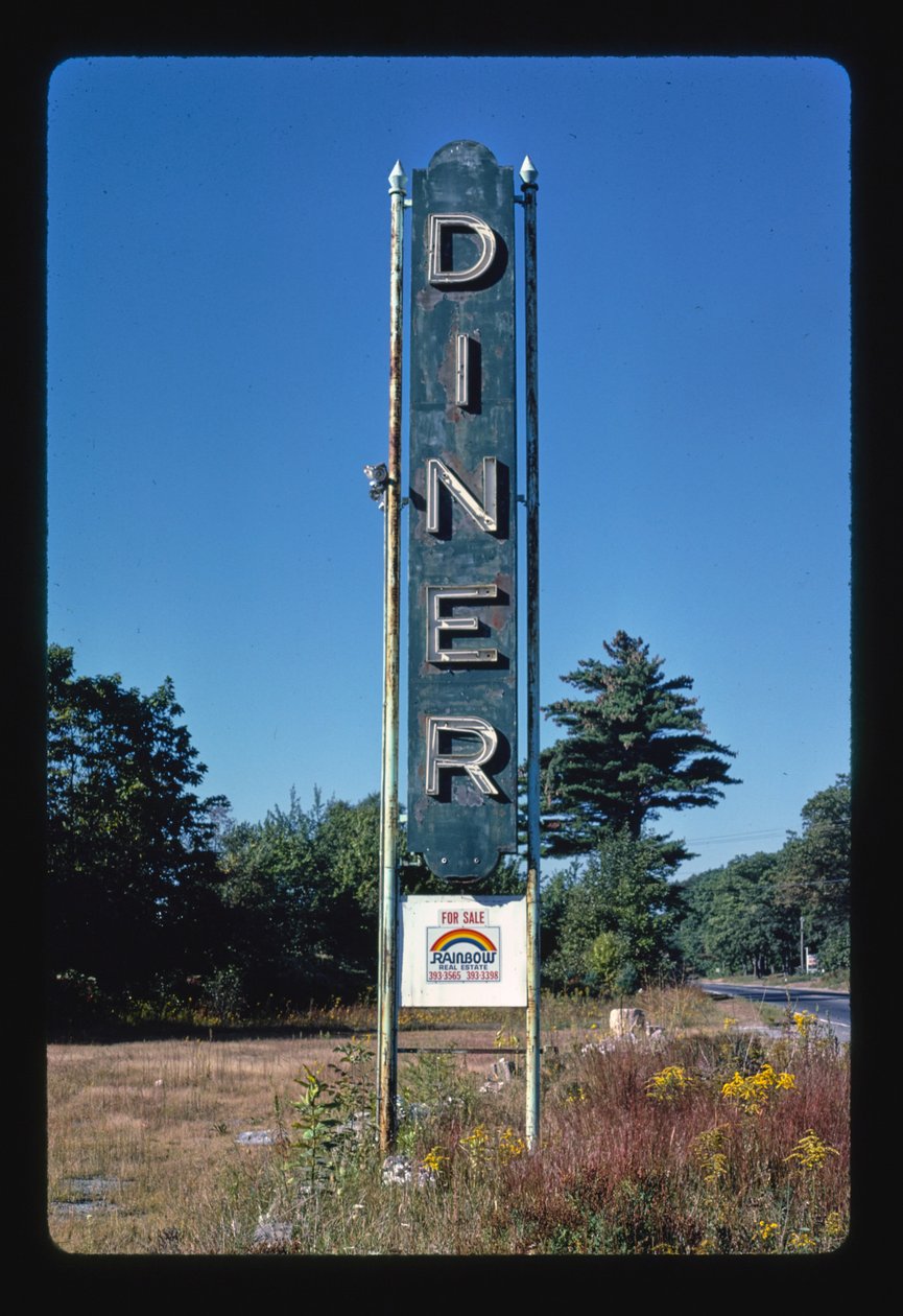 Sinal de restaurante, Shrewsbury, Massachusetts, EUA de John Margolies