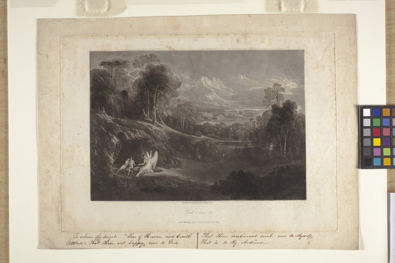 Rafael conversando com Adão e Eva (mezzotint) de John Marin