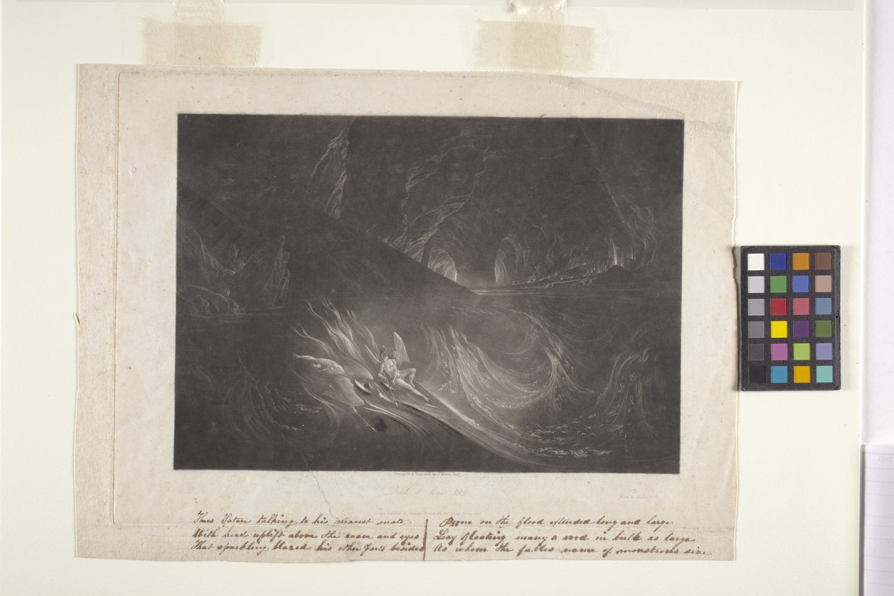 Satanás no lago ardente (mezzotint) de John Marin