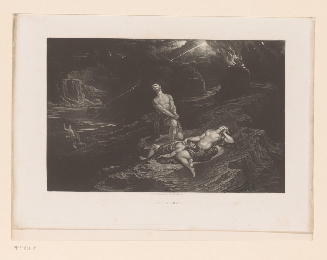 Adão e Eva choram Abel e Deus amaldiçoa Caim Morte de Abel (título no objeto) Ilustrações para a Bíblia (título da série) Ilustrações da Bíblia (título da série) de John Martin