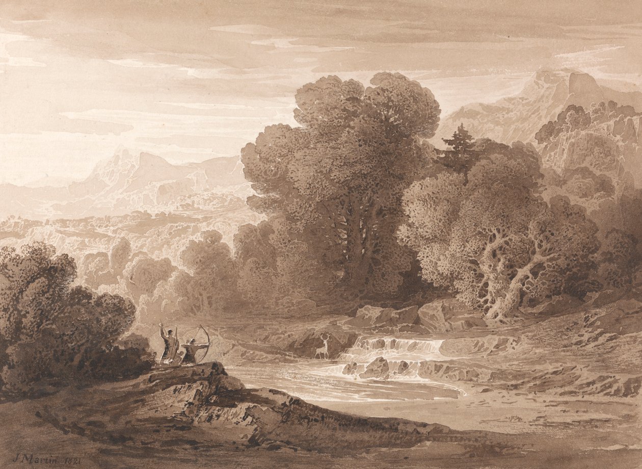 Arqueiros a perseguir um veado de John Martin