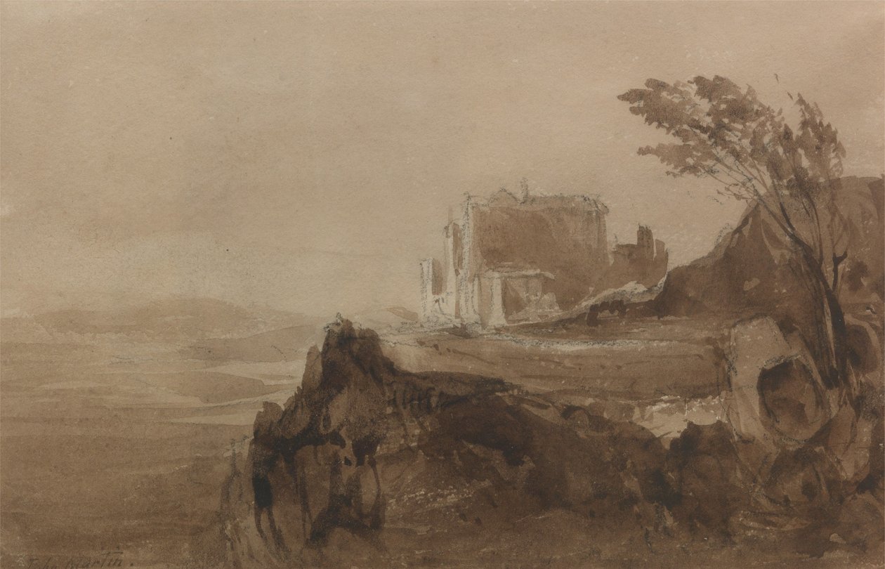 Um edifício numa colina de John Martin