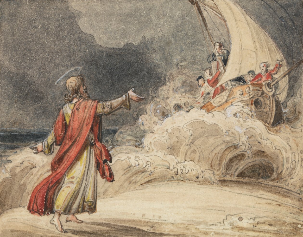 Cristo a Stilling the Tempest de John Martin