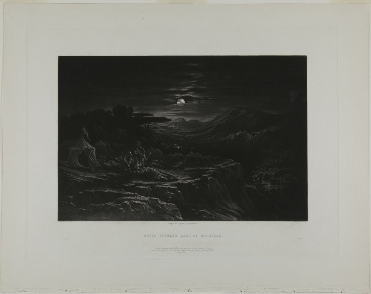 David Spareth Saul em Hachilah, de Ilustrações da Bíblia de John Martin