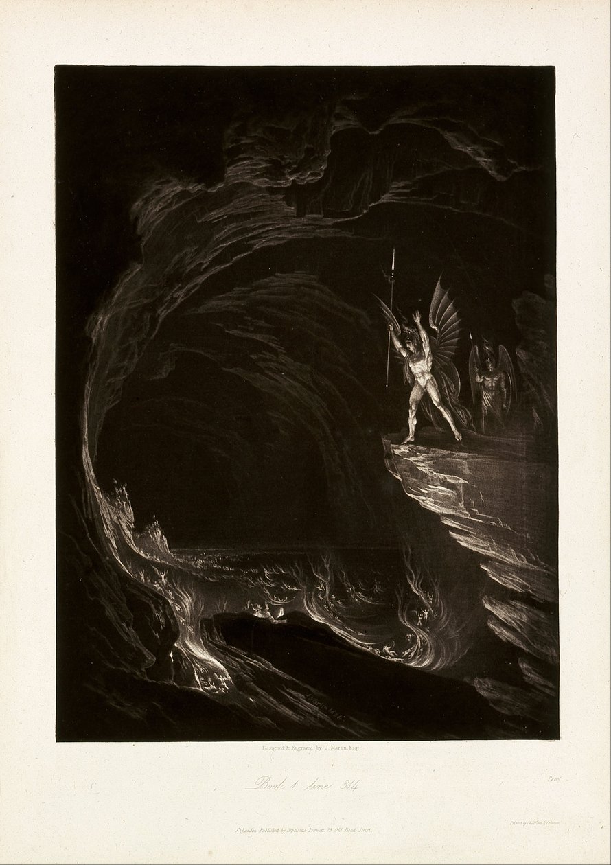 Satanás Despertando os Anjos Caídos, Livro 1, linha 314, de John Milton, Paraíso Perdido de John Martin