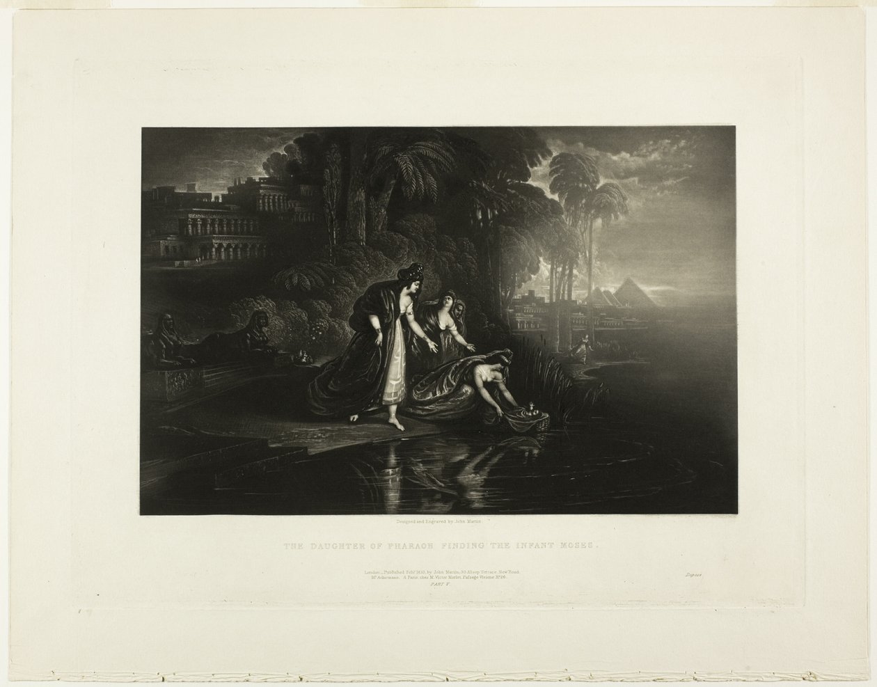 A Filha do Faraó Encontrando o Menino Moisés, de Ilustrações da Bíblia de John Martin