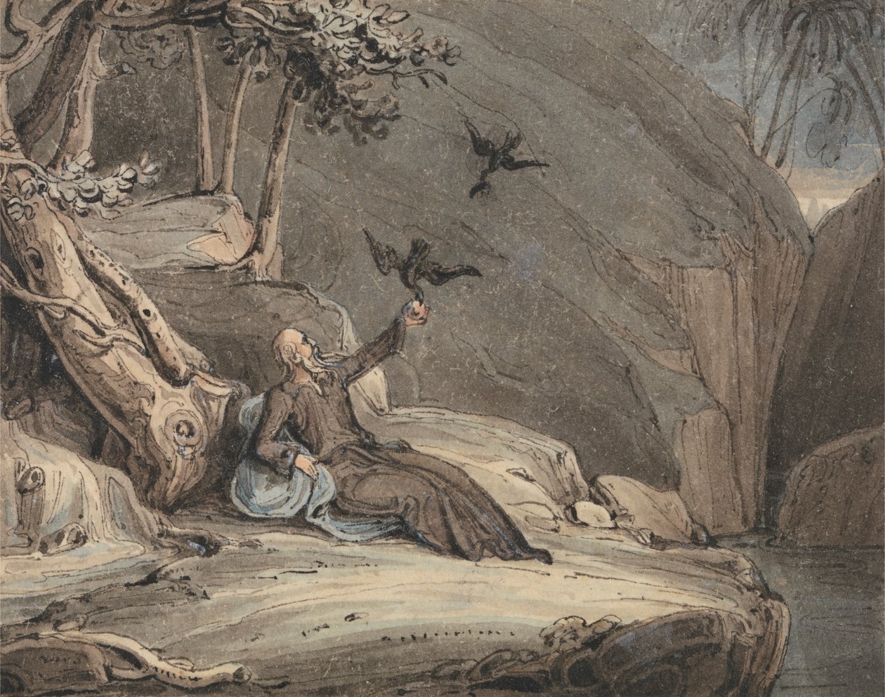 Os Corvos Alimentando Elijah de John Martin