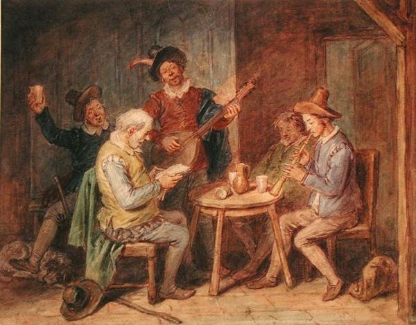 Uma Festa Musical (aguarela sobre papel) de John Massey Wright