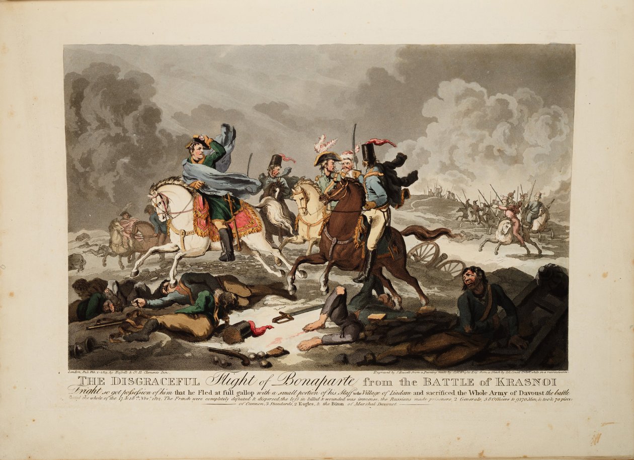 A fuga de Bonaparte da batalha de Krasnoi, 1814 de John Massey Wright