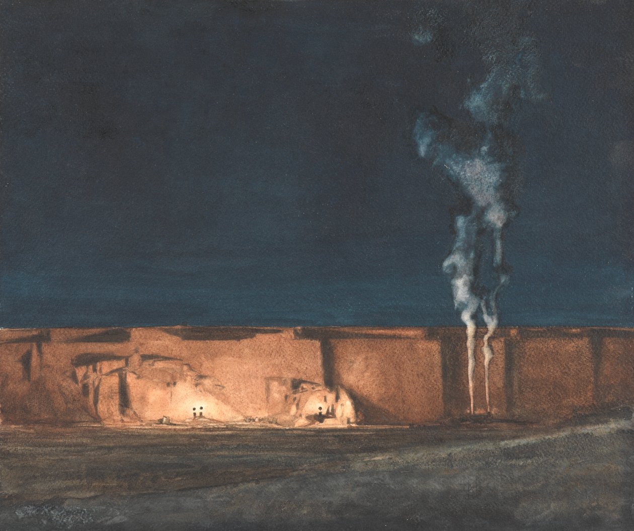 Gravel-Pit: Noite (aquarela) de John Duncan