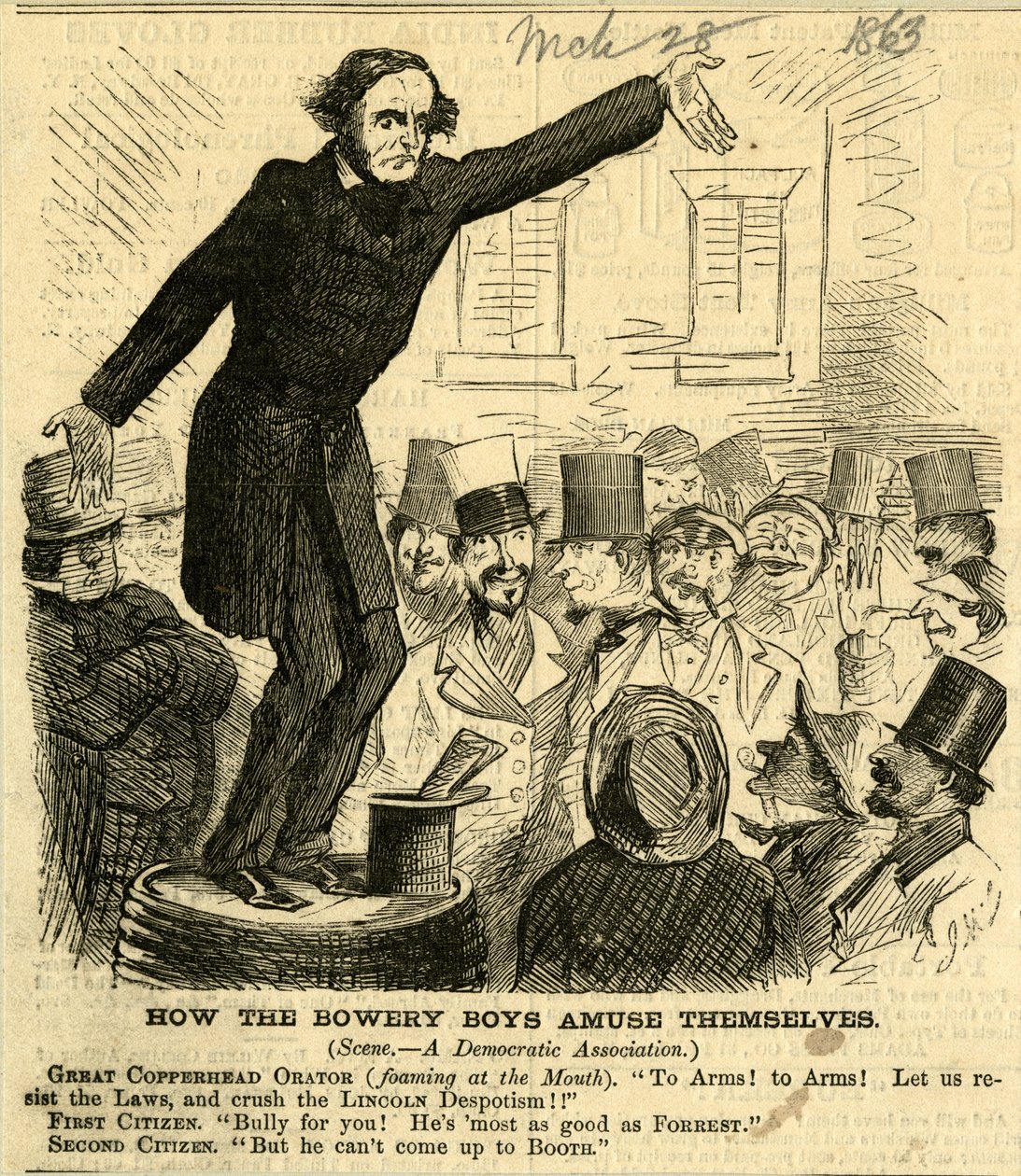 Como os Bowery Boys se divertem, 1863 (gravura em madeira) de John McLenan