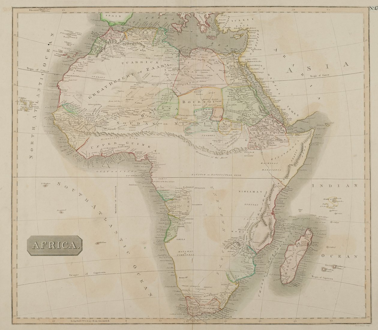 África (gravura colorida à mão) de John Menzies