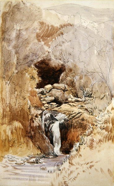 Rocky Stream (aguarela sobre papel) de John Middleton