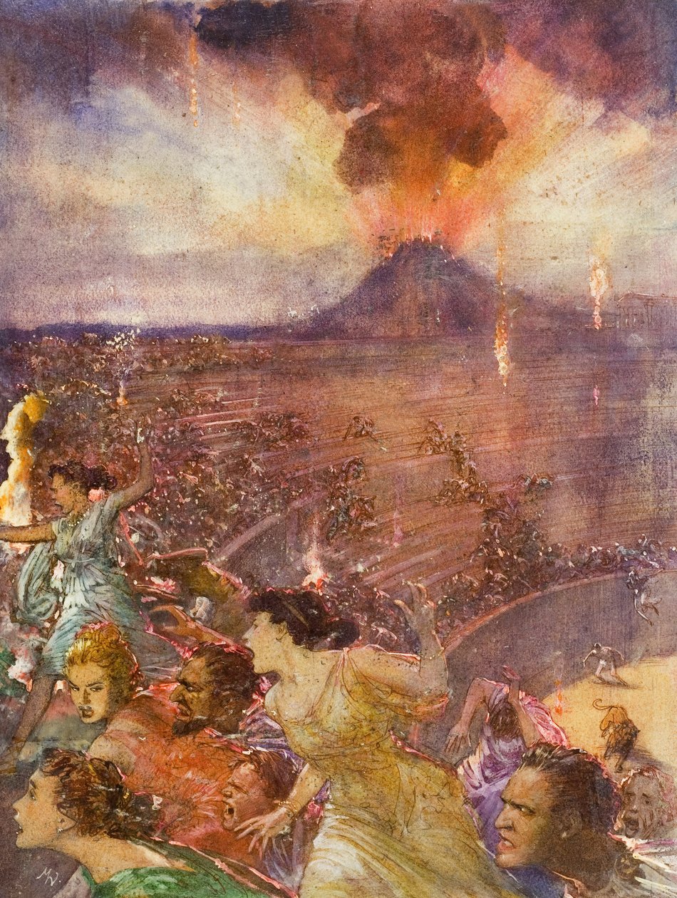 Erupção do Vesúvio (guache sobre papel) de John Millar Watt