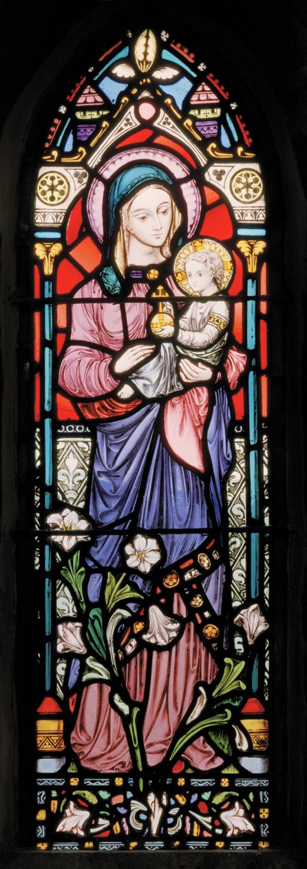 Dover, St Mary em Castro, Lavers & Barraud, John Millner Allen (1827-1902), Madonna e criança, 1861, adaptado de Gilbert Scott de John Millner Allen