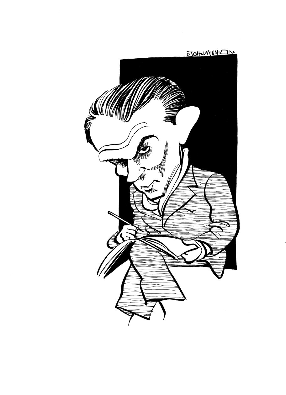 Caricatura de Bruno Schulz, escritor, artista gráfico e crítico literário polaco: 12 de julho de 1892 - 19 de novembro de 1942 de John Minnion
