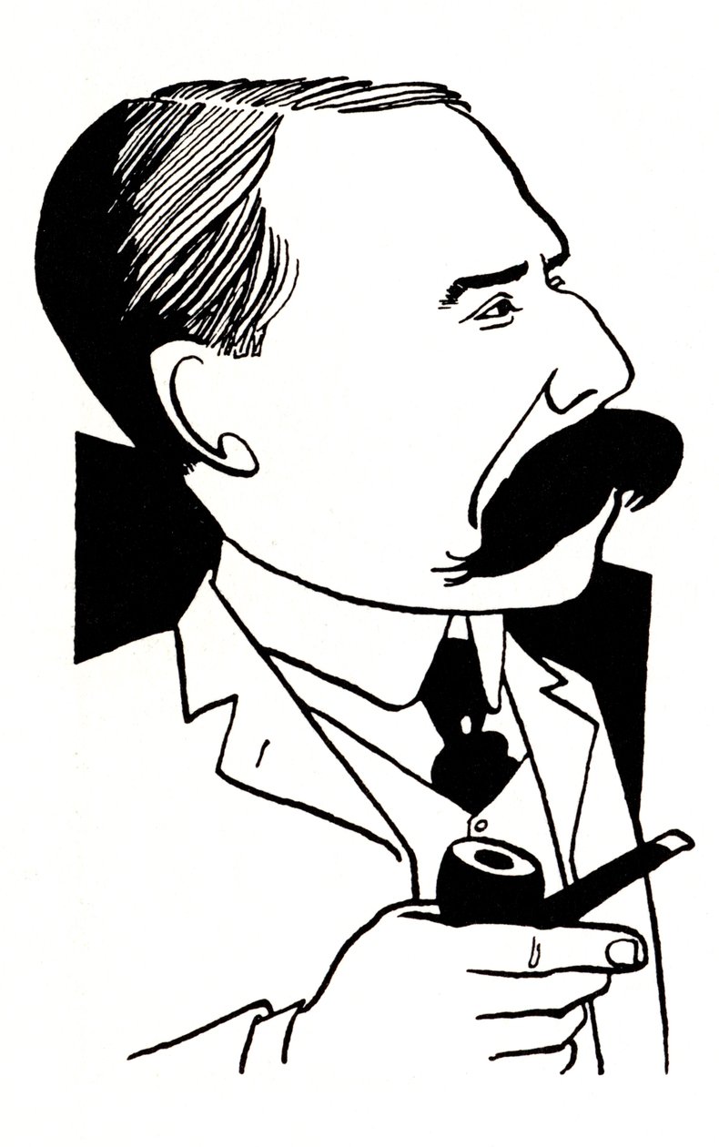 Edward Elgar - caricatura com o cachimbo na mão de John Minnion