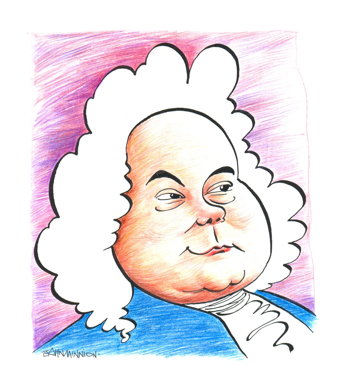 Georg Friedrich - George Frideric Handel - caricatura do compositor alemão (mais tarde inglês) John Minnion de John Minnion