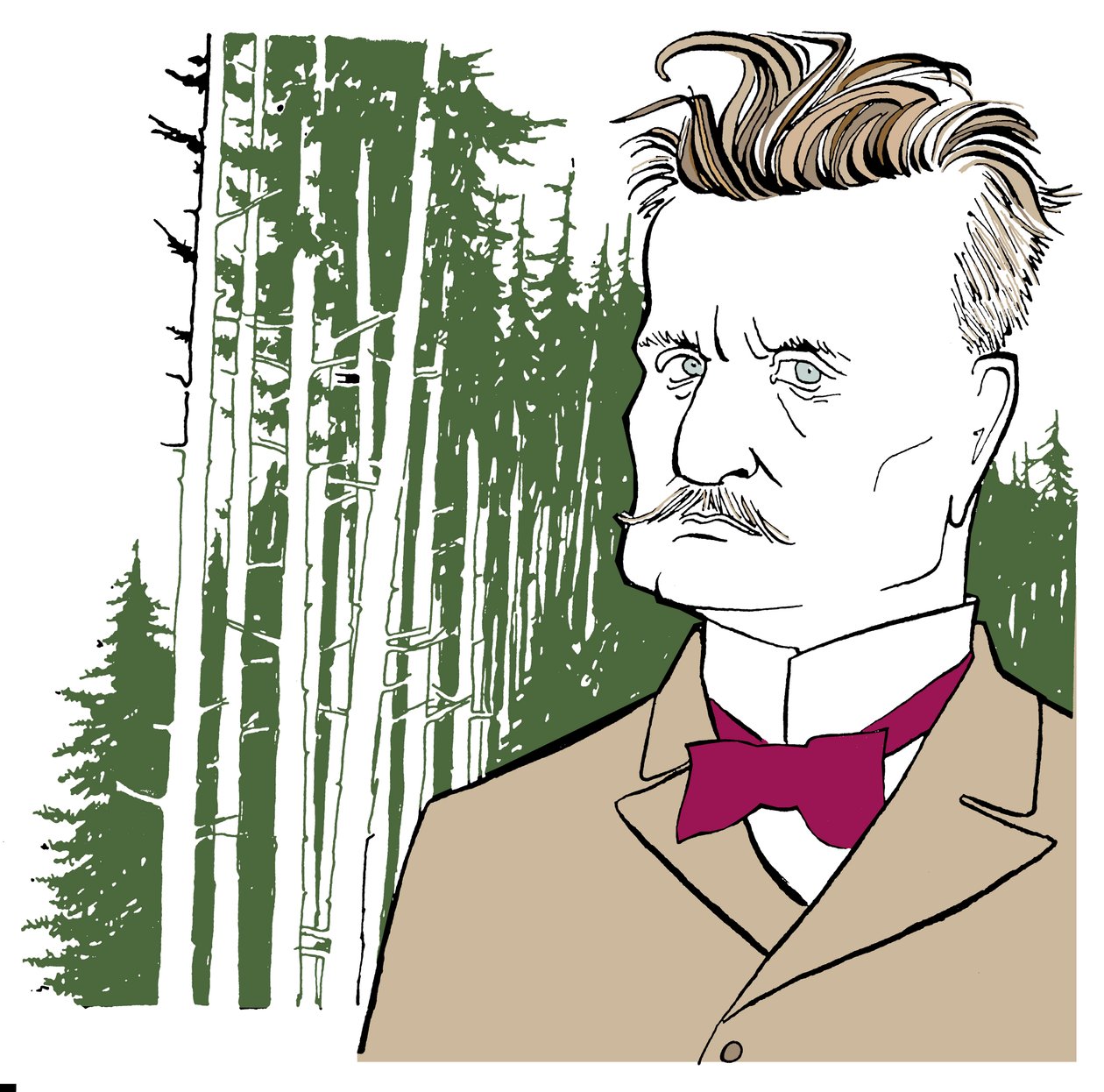 Jean Sibelius contra o fundo de um bosque finlandês de John Minnion