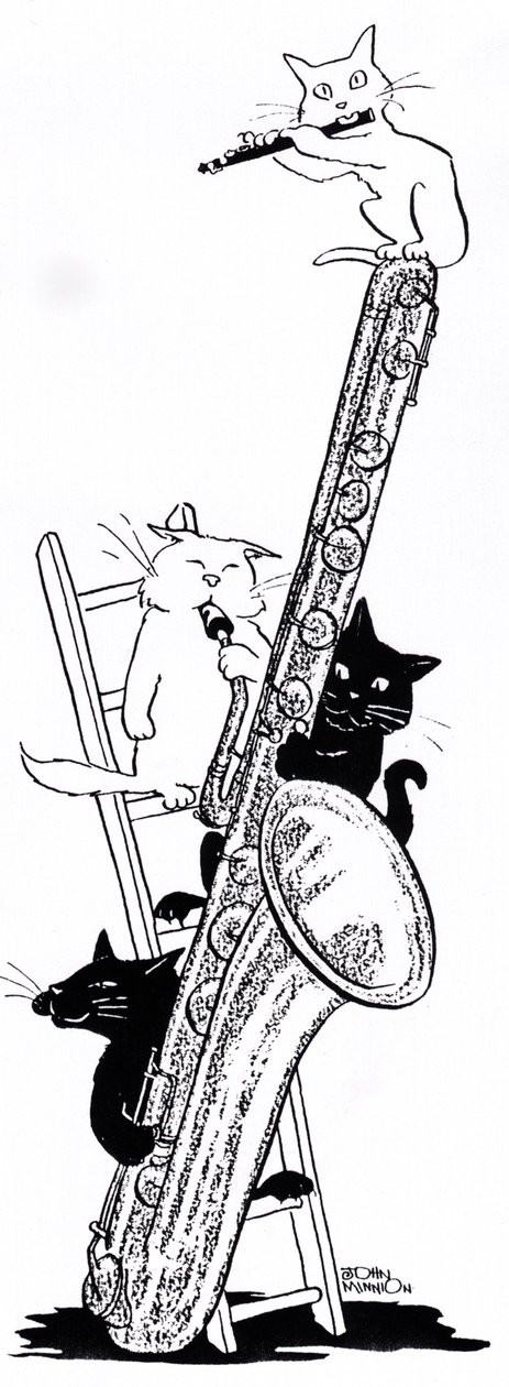Saxofone e flauta (desenho) de John Minnion